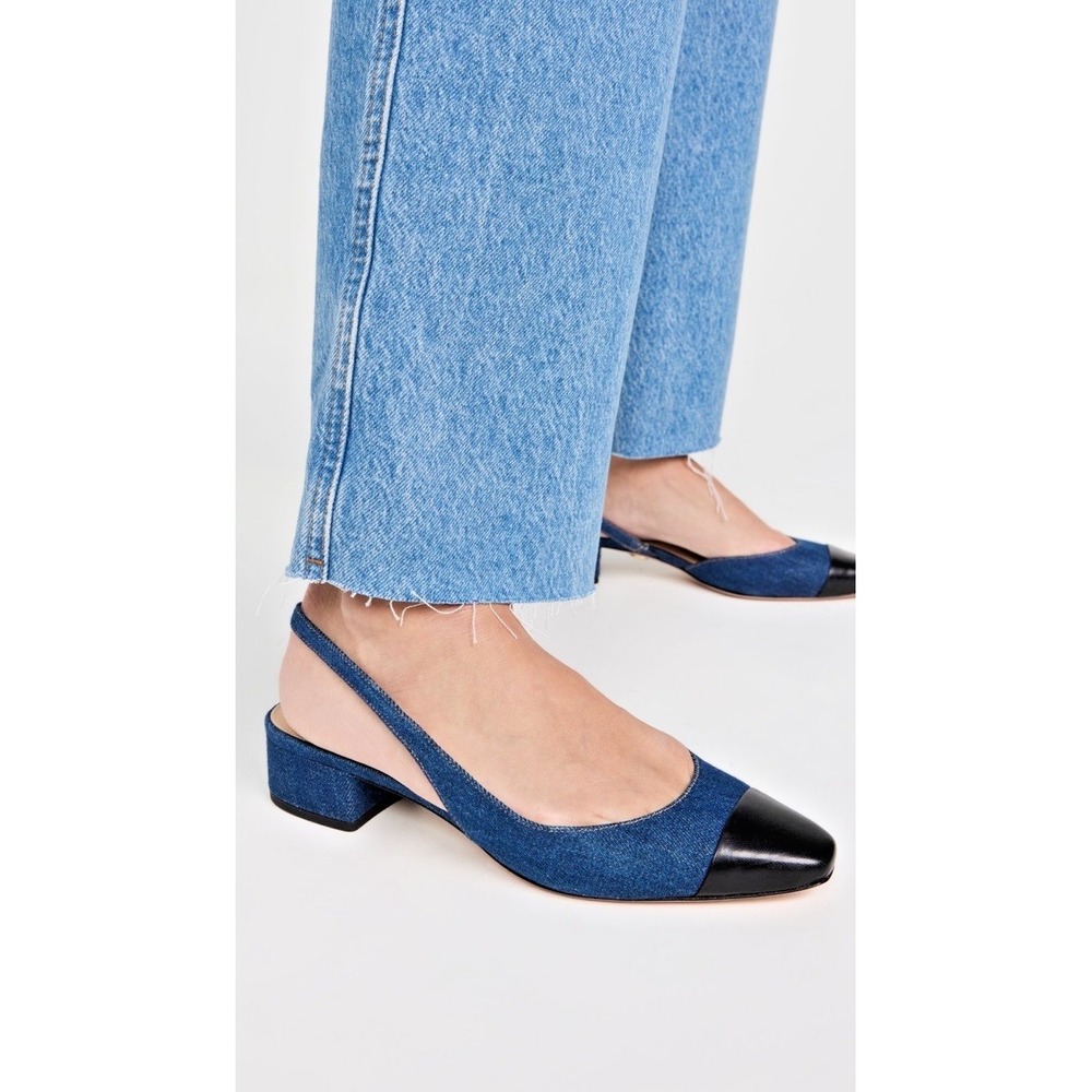 Veronica Beard Women Size 7.5 Cecile Denim Cap-Toe Slingback-I7912M2